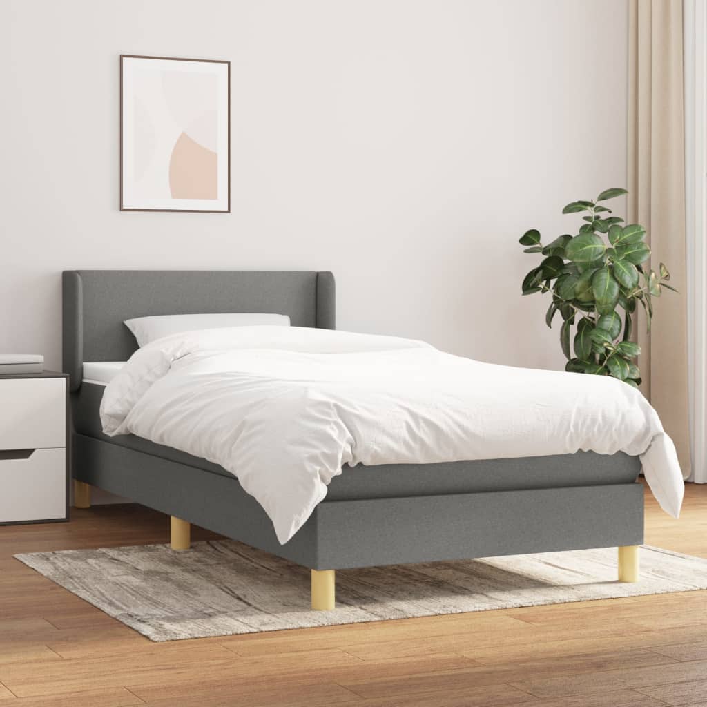 vidaXL Boxspring met matras stof donkerbruin 90x200 cm