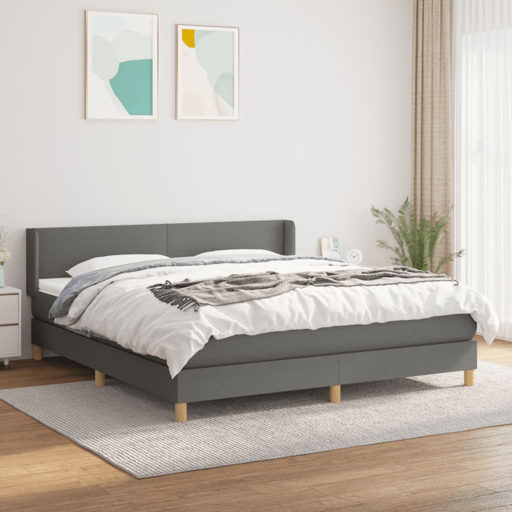 vidaXL Boxspring met matras stof donkerbruin 90x200 cm