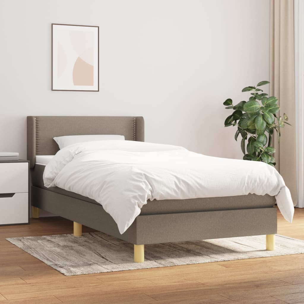 vidaXL Boxspring met matras stof donkerbruin 90x200 cm
