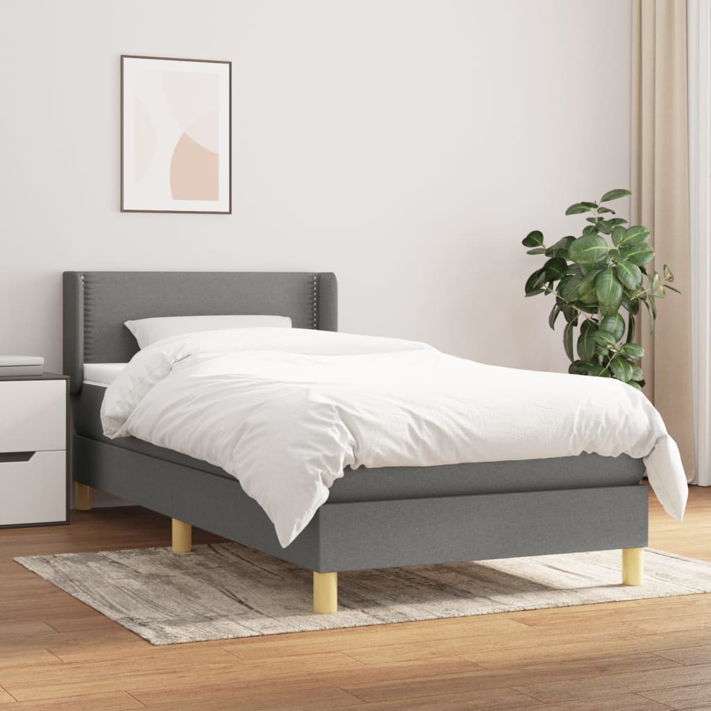 vidaXL Boxspring met matras stof donkerbruin 90x200 cm