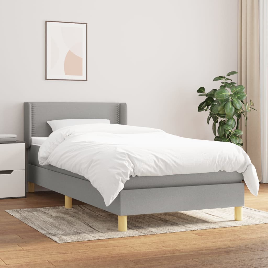 vidaXL Boxspring met matras stof donkerbruin 90x200 cm