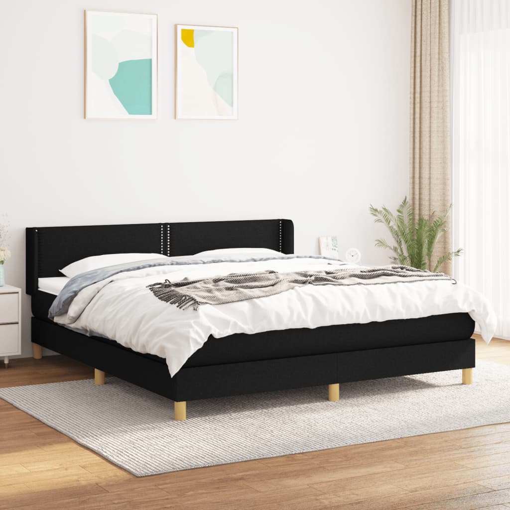 vidaXL Boxspring met matras stof donkerbruin 90x200 cm