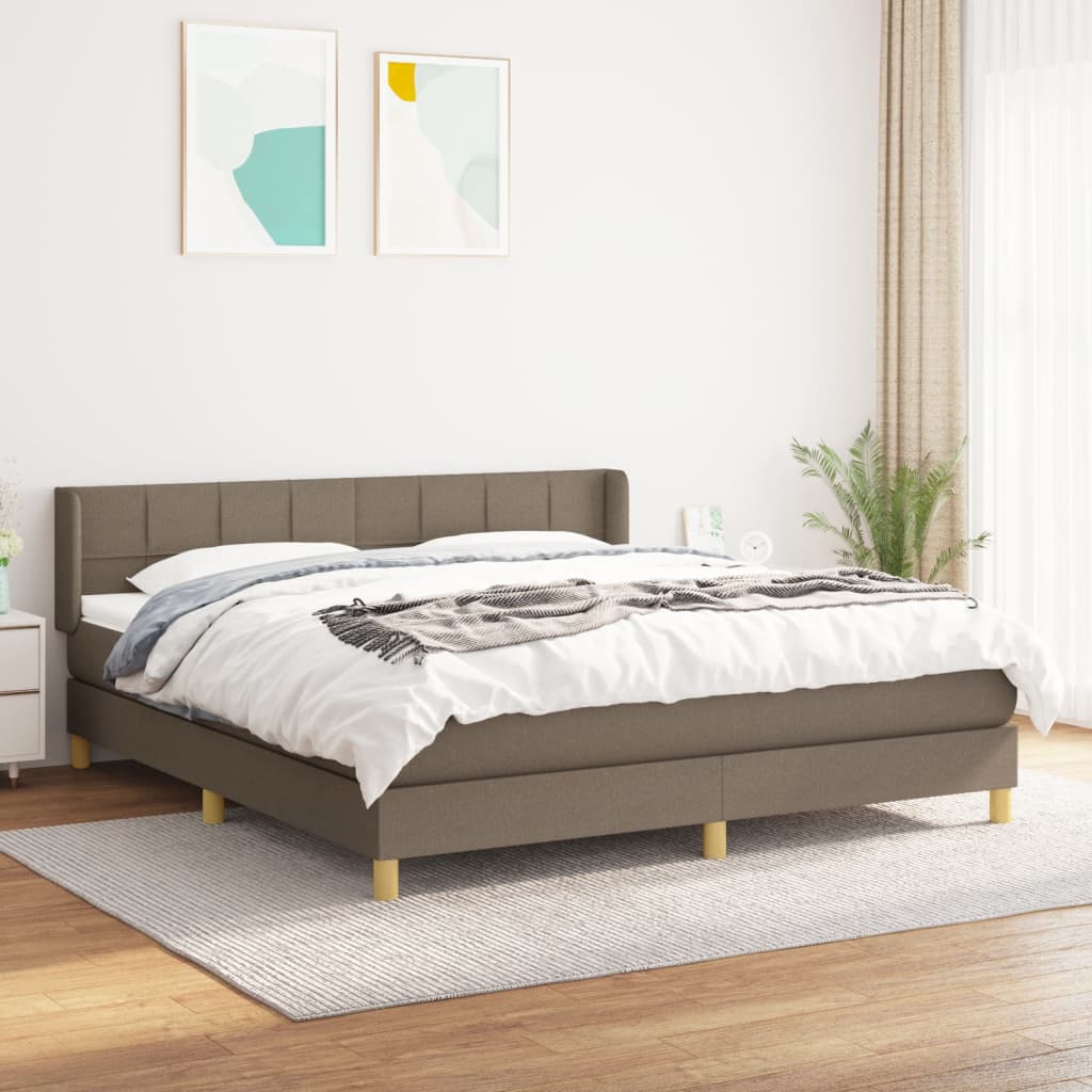 vidaXL Boxspring met matras stof donkerbruin 90x200 cm