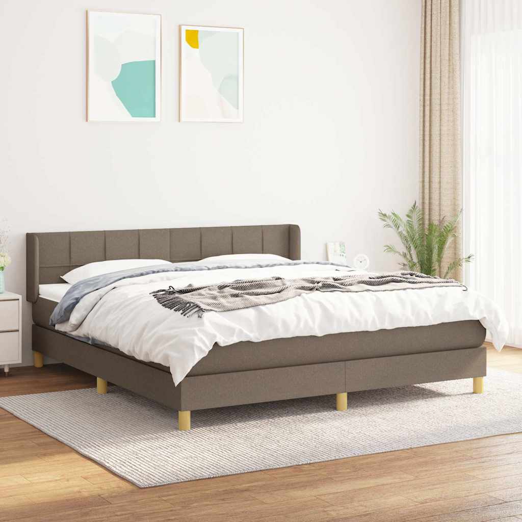 vidaXL Boxspring met matras stof donkerbruin 90x200 cm
