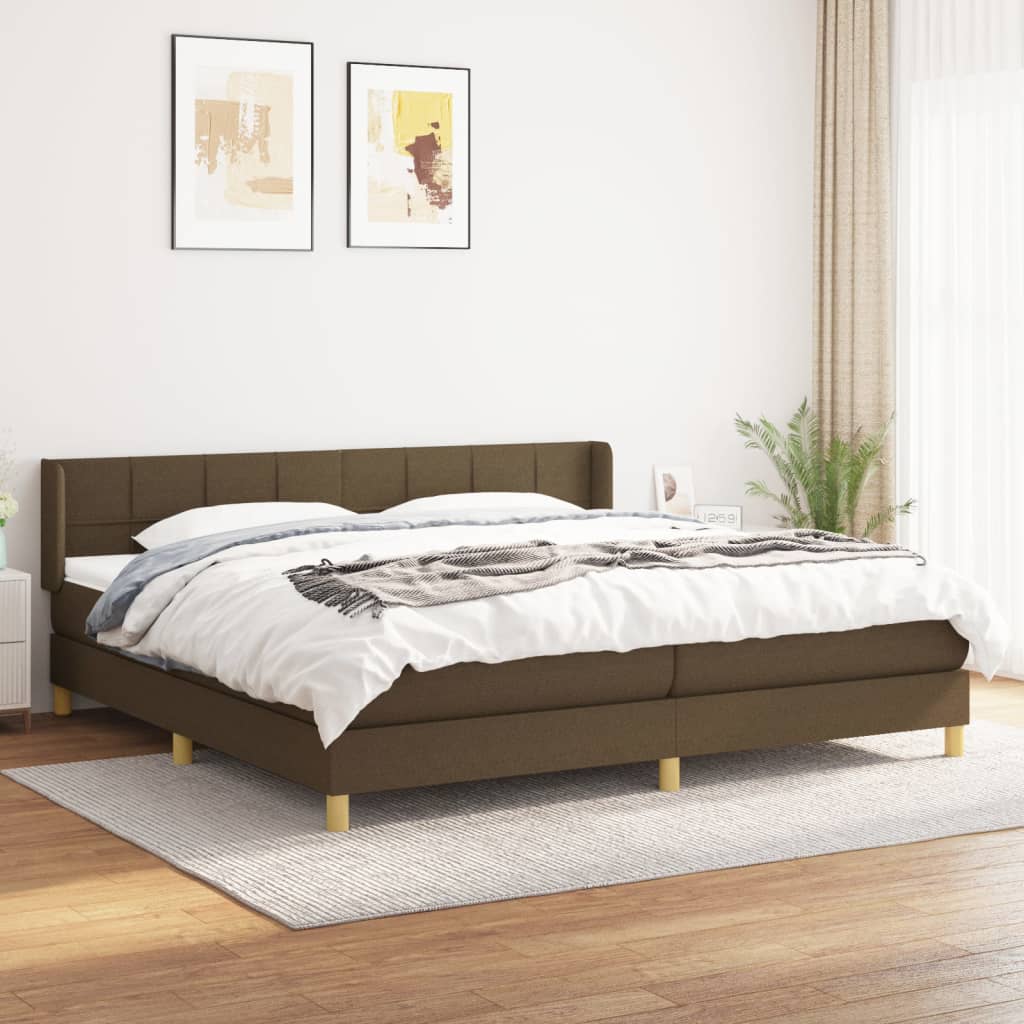vidaXL Boxspring met matras stof donkerbruin 90x200 cm