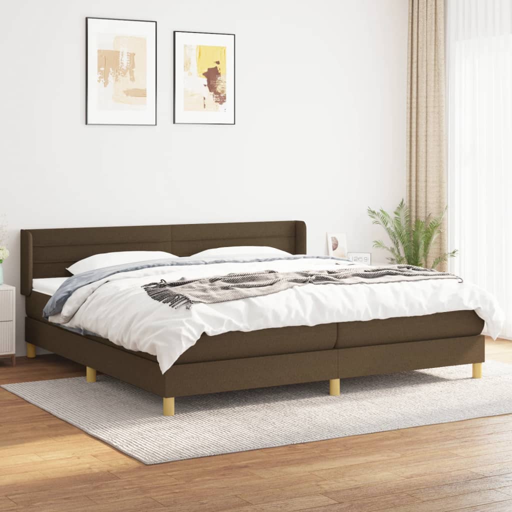 vidaXL Boxspring met matras stof donkerbruin 90x200 cm