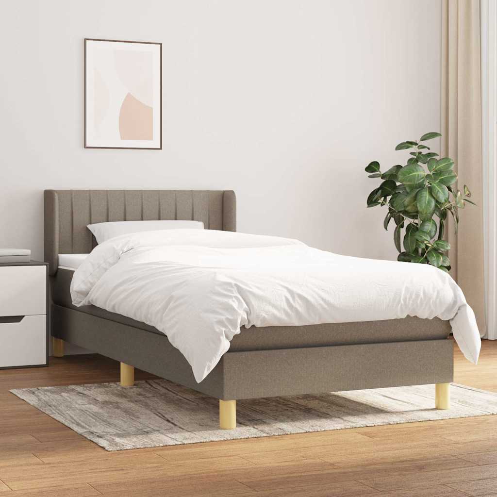 vidaXL Boxspring met matras stof donkerbruin 90x200 cm