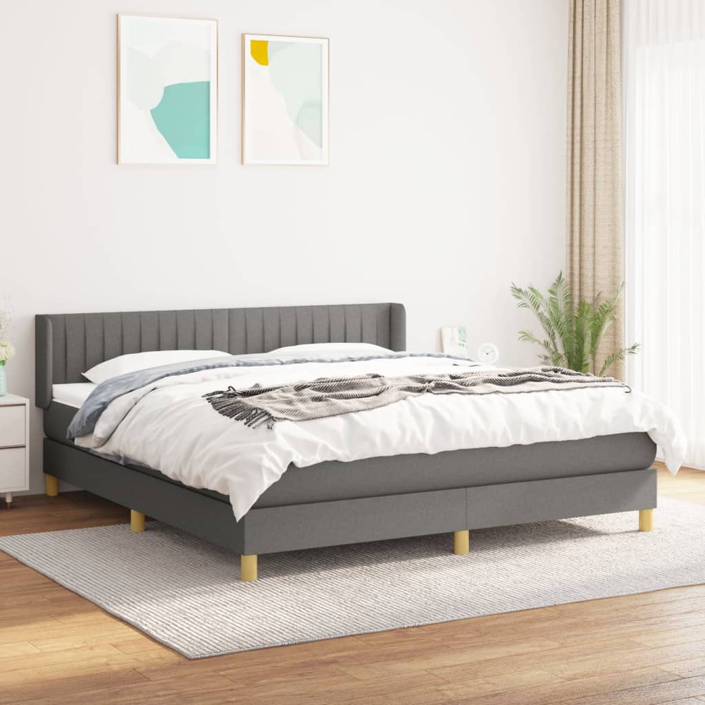 vidaXL Boxspring met matras stof donkerbruin 90x200 cm