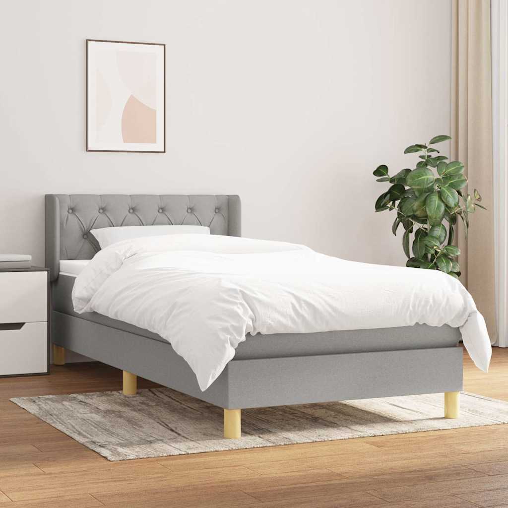 vidaXL Boxspring met matras stof donkerbruin 90x200 cm