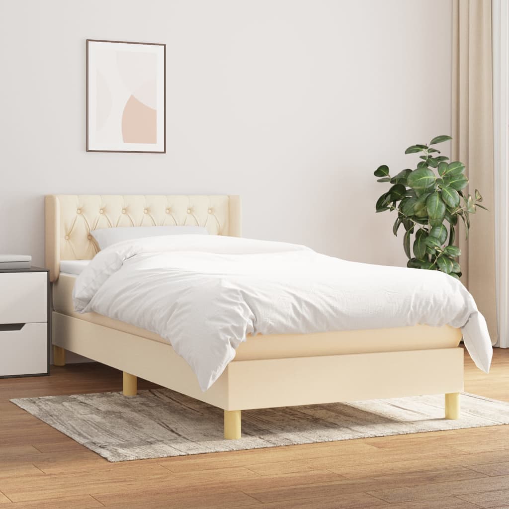 vidaXL Boxspring met matras stof donkerbruin 90x200 cm