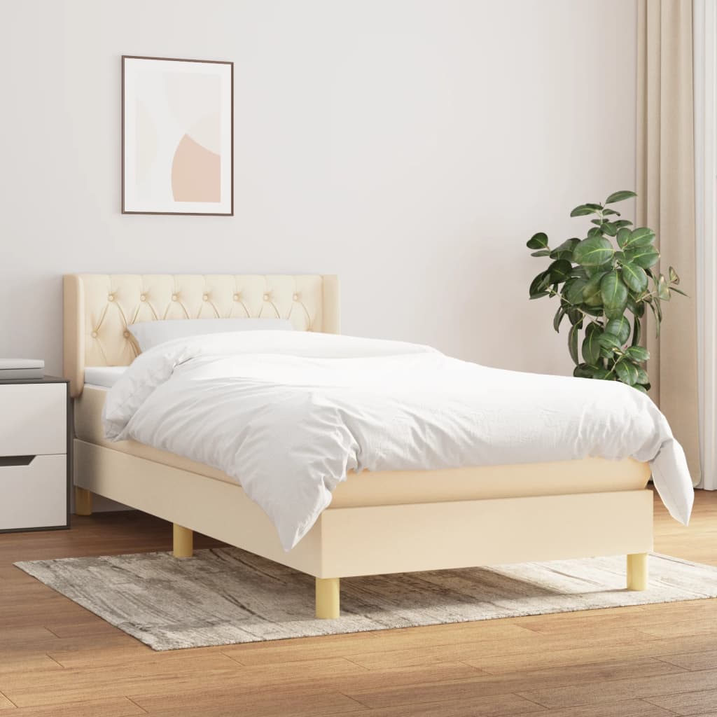 vidaXL Boxspring met matras stof donkerbruin 90x200 cm