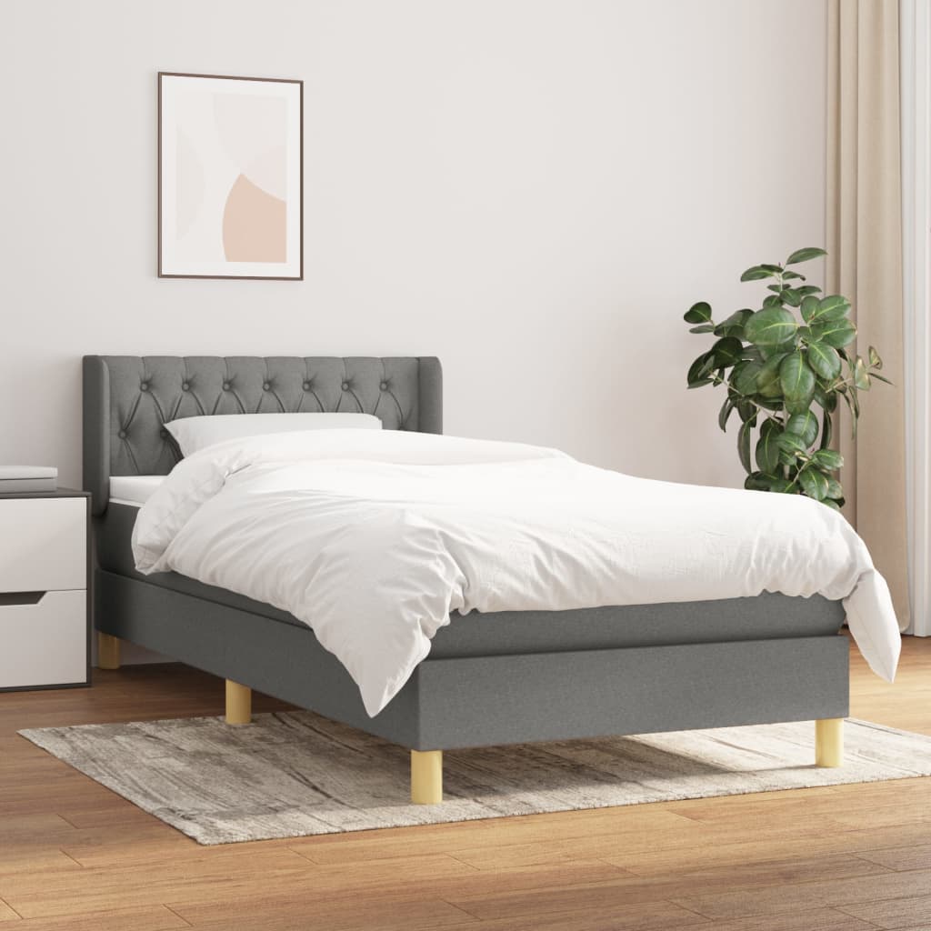 vidaXL Boxspring met matras stof donkerbruin 90x200 cm