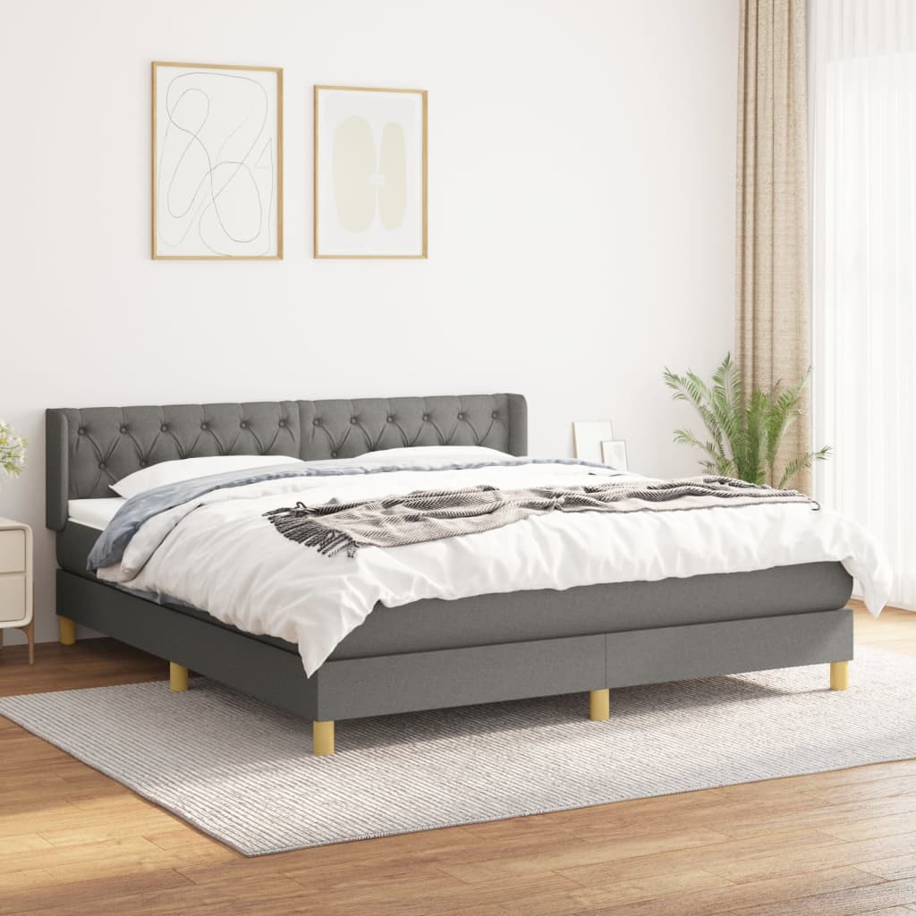 vidaXL Boxspring met matras stof donkerbruin 90x200 cm