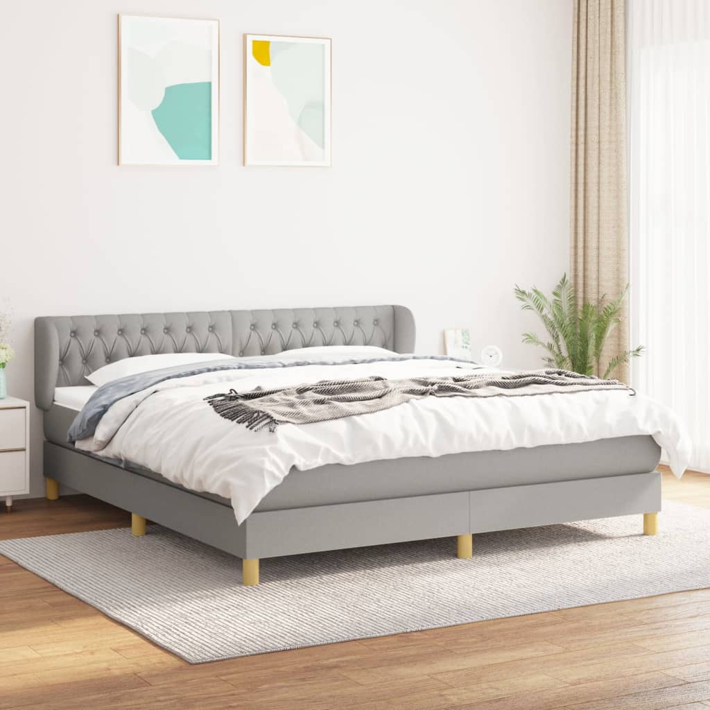 vidaXL Boxspring met matras stof donkerbruin 90x200 cm