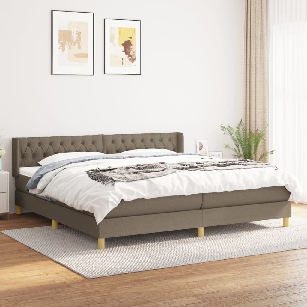 vidaXL Boxspring met matras stof donkerbruin 90x200 cm