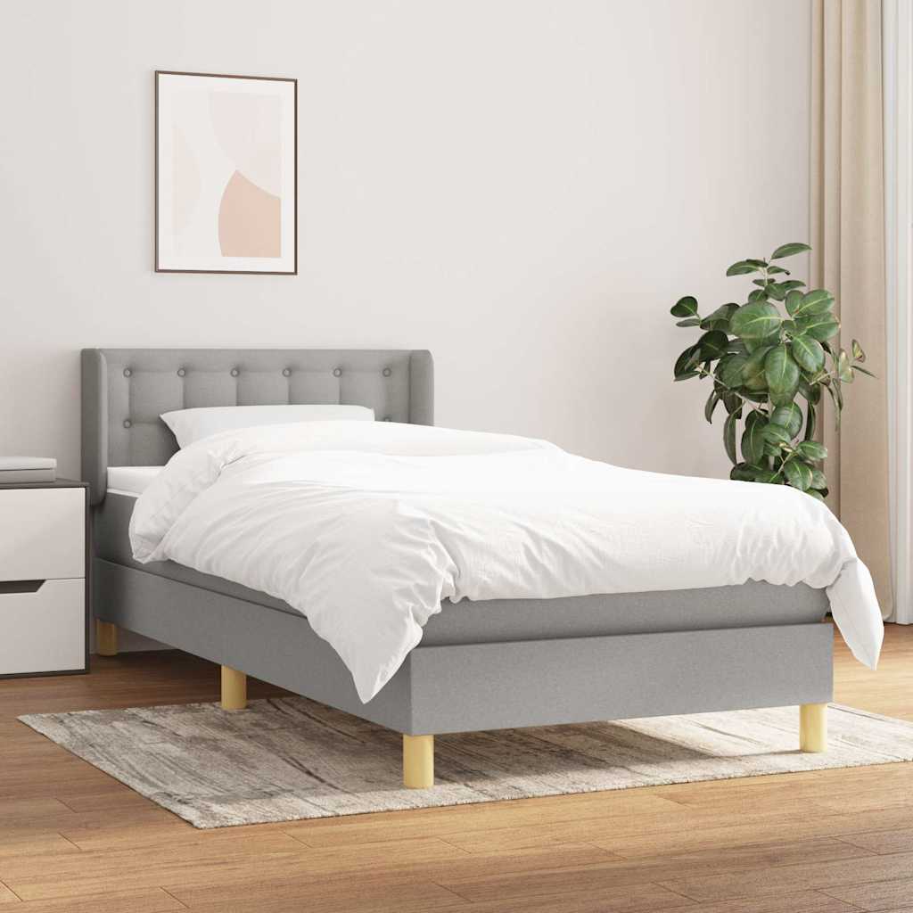 vidaXL Boxspring met matras stof donkerbruin 90x200 cm