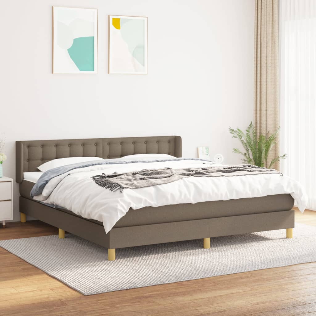 vidaXL Boxspring met matras stof donkerbruin 90x200 cm