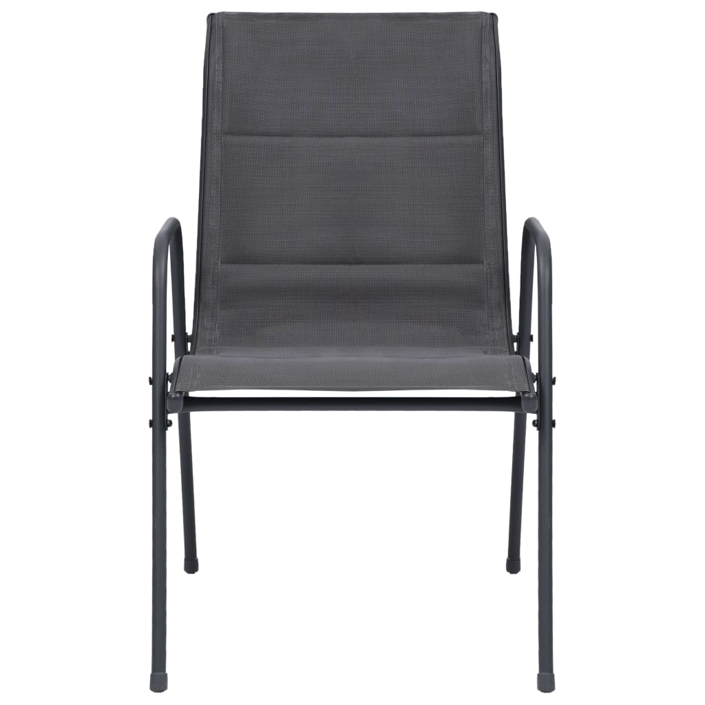 vidaXL Tuinstoelen 6 st stapelbaar staal en textileen antracietkleurig