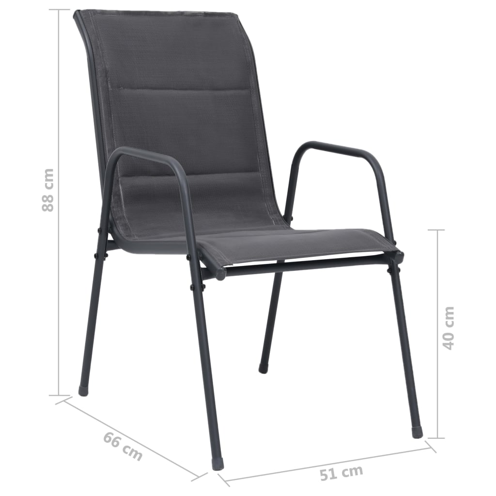 vidaXL Tuinstoelen 6 st stapelbaar staal en textileen antracietkleurig