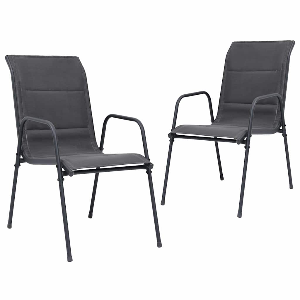 vidaXL Tuinstoelen 6 st stapelbaar staal en textileen antracietkleurig