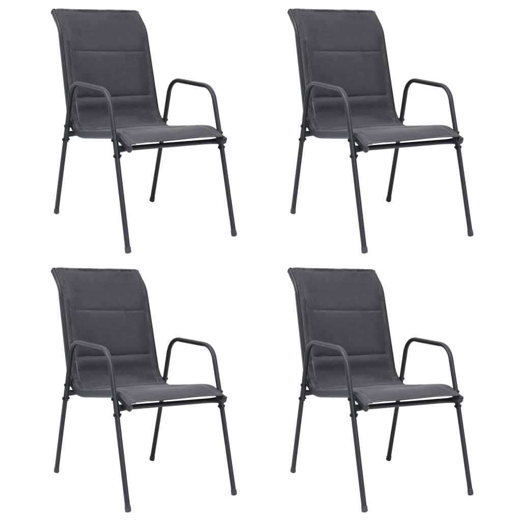 vidaXL Tuinstoelen 6 st stapelbaar staal en textileen antracietkleurig