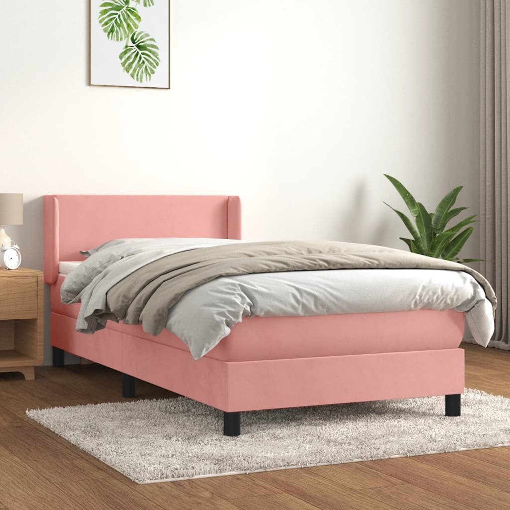 vidaXL Boxspring met matras fluweel donkergrijs 90x200 cm