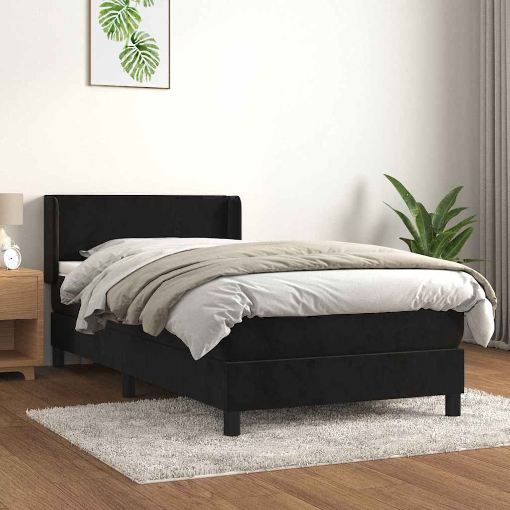 vidaXL Boxspring met matras fluweel donkergrijs 90x200 cm