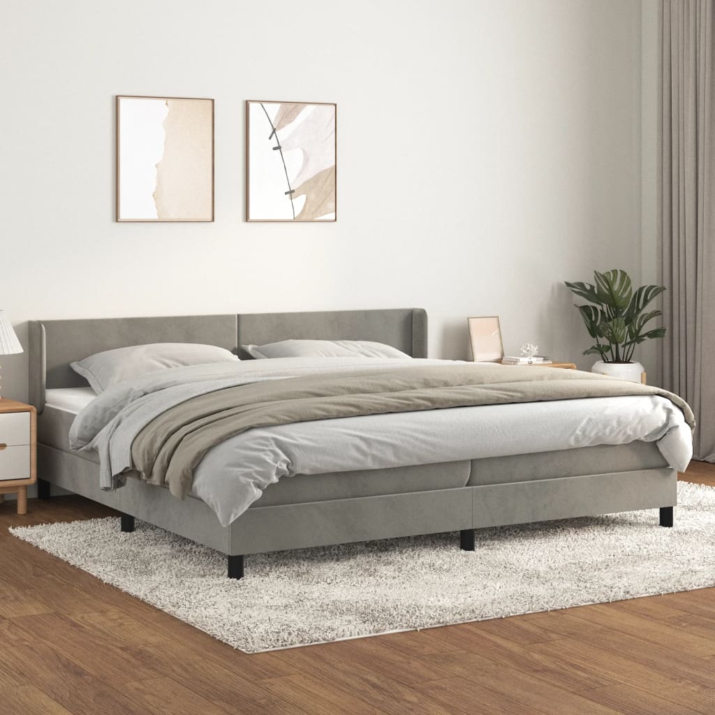 vidaXL Boxspring met matras fluweel donkergrijs 90x200 cm