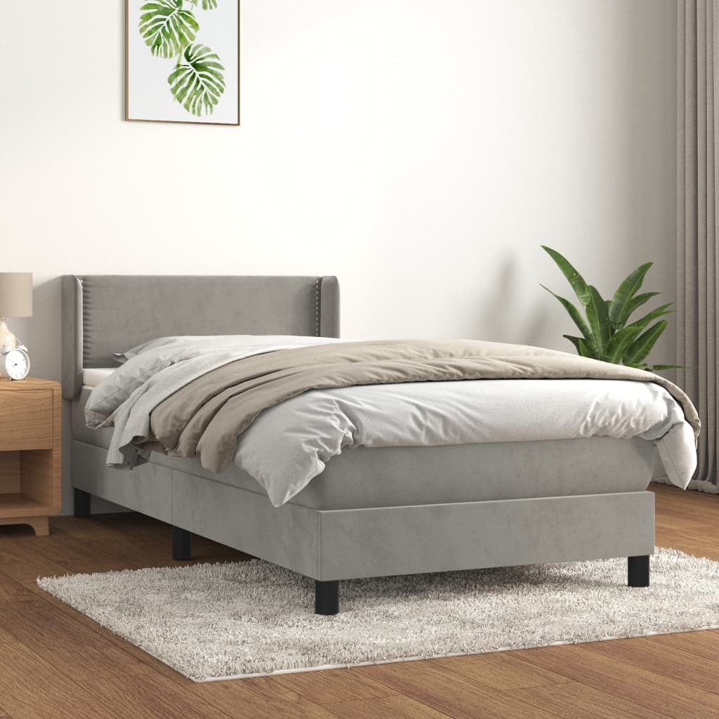 vidaXL Boxspring met matras fluweel donkergrijs 90x200 cm