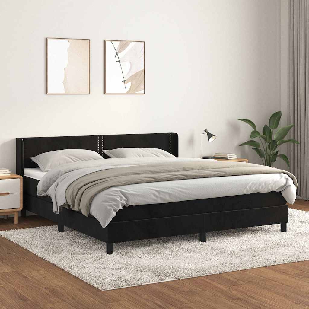 vidaXL Boxspring met matras fluweel donkergrijs 90x200 cm