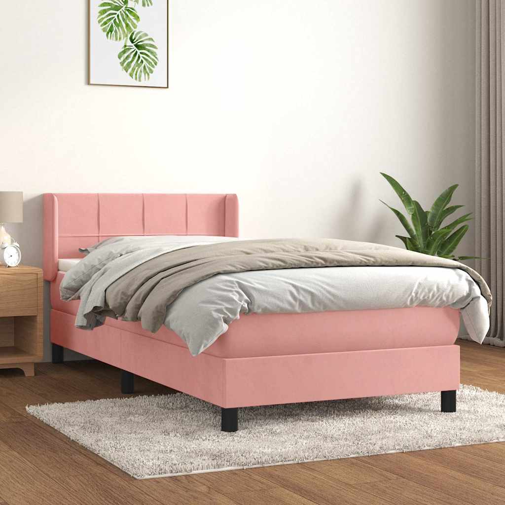 vidaXL Boxspring met matras fluweel donkergrijs 90x200 cm