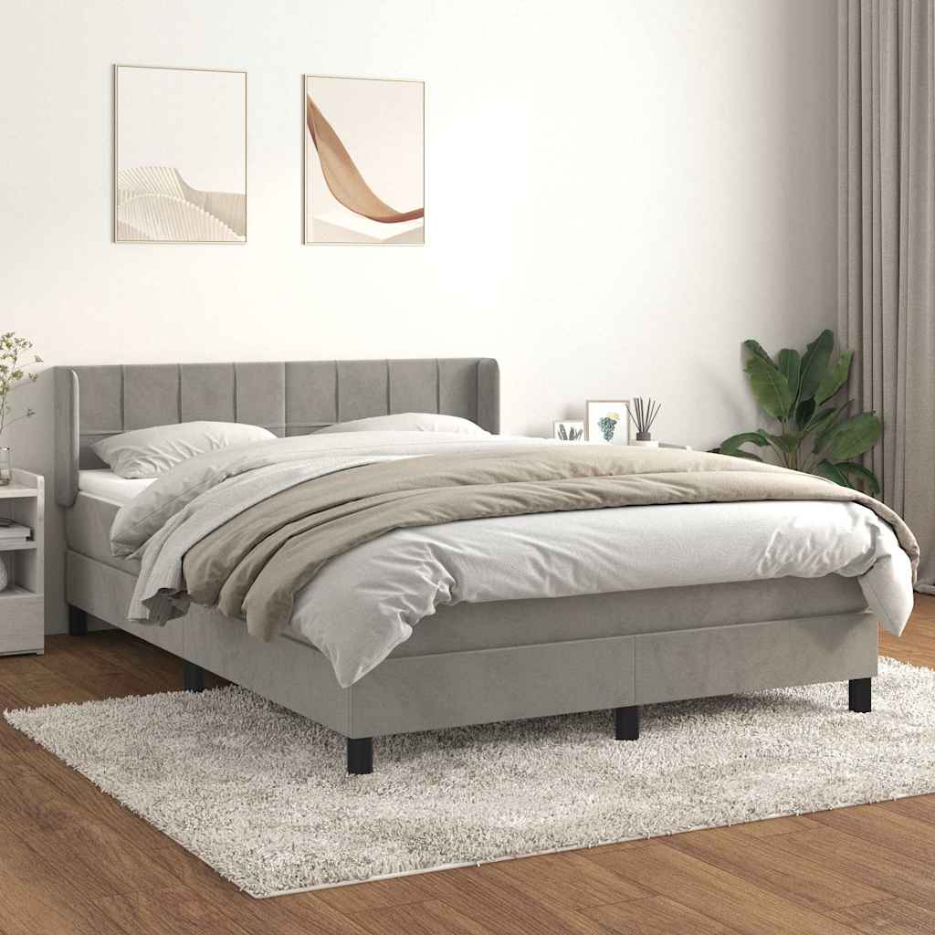 vidaXL Boxspring met matras fluweel donkergrijs 90x200 cm