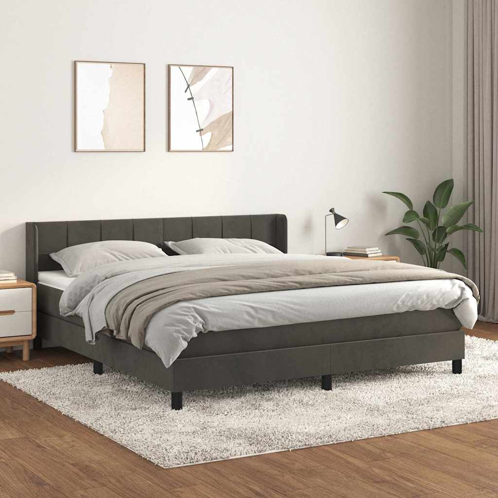 vidaXL Boxspring met matras fluweel donkergrijs 90x200 cm