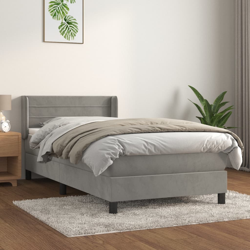 vidaXL Boxspring met matras fluweel donkergrijs 90x200 cm