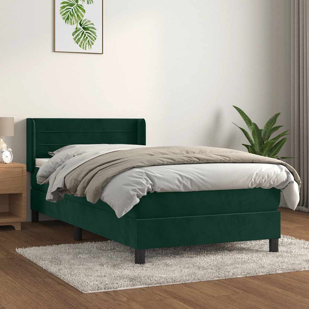 vidaXL Boxspring met matras fluweel donkergrijs 90x200 cm