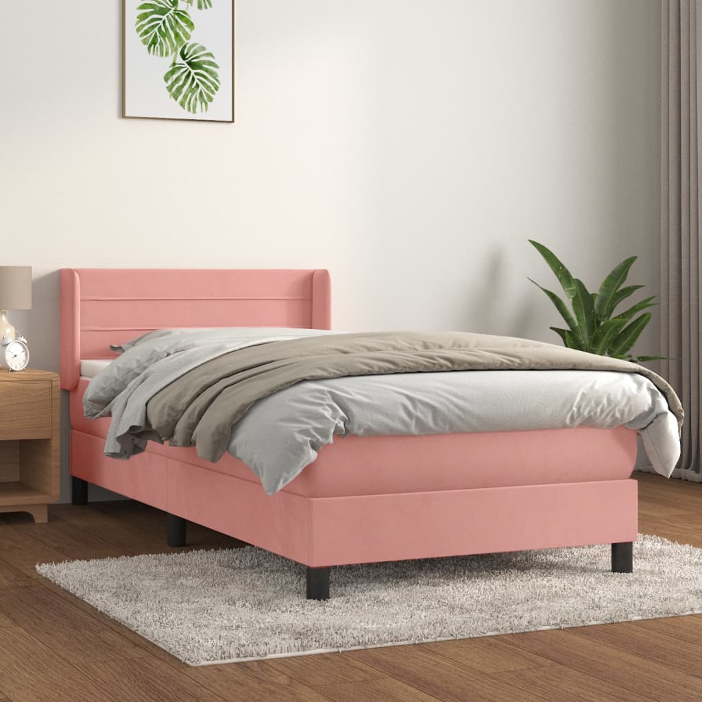 vidaXL Boxspring met matras fluweel donkergrijs 90x200 cm