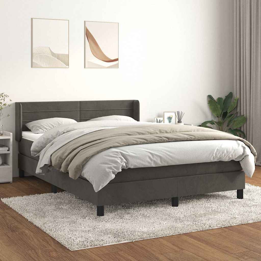 vidaXL Boxspring met matras fluweel donkergrijs 90x200 cm