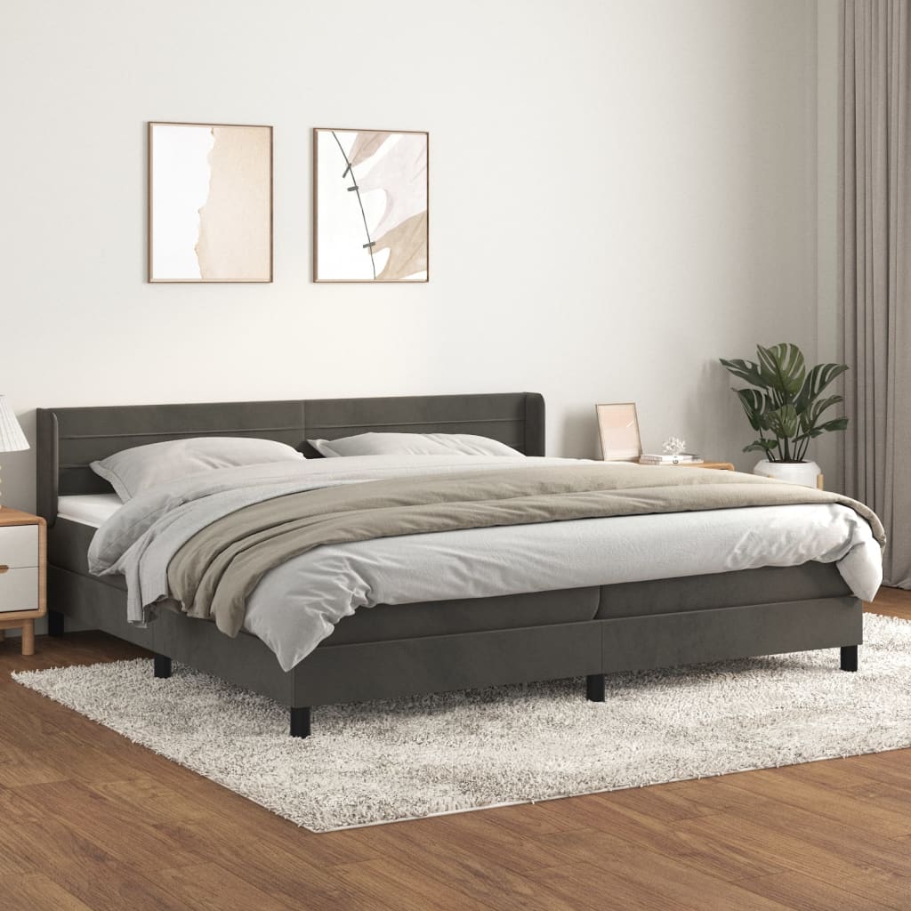 vidaXL Boxspring met matras fluweel donkergrijs 90x200 cm