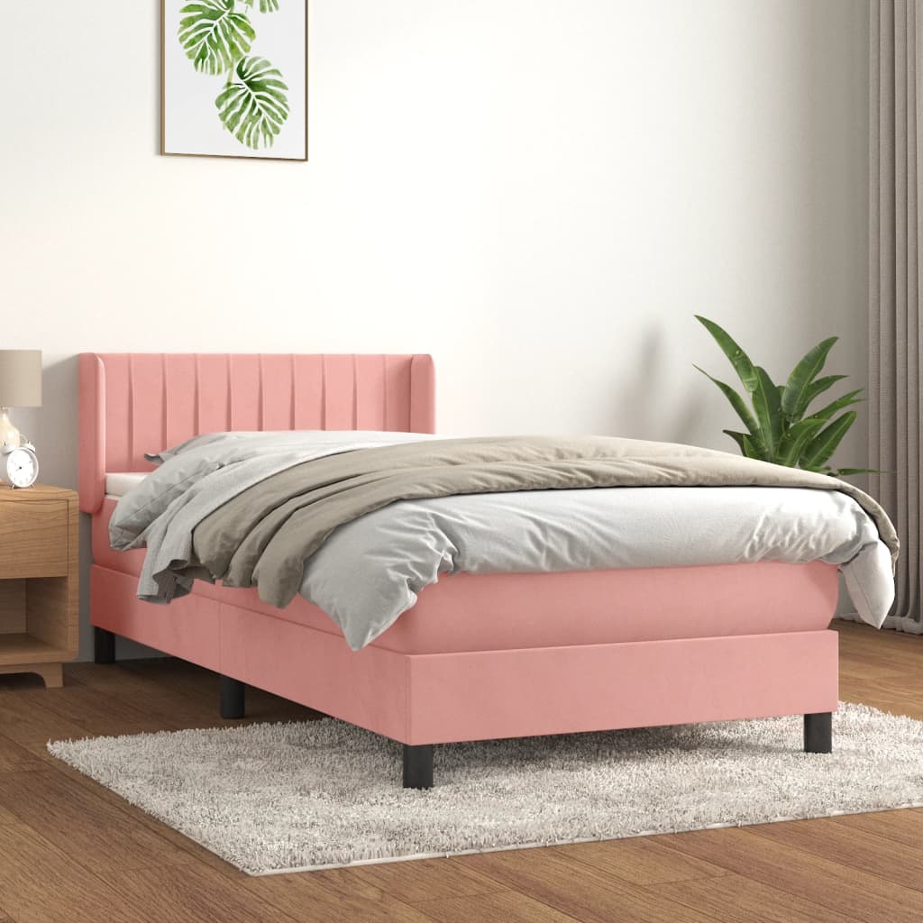 vidaXL Boxspring met matras fluweel donkergrijs 90x200 cm