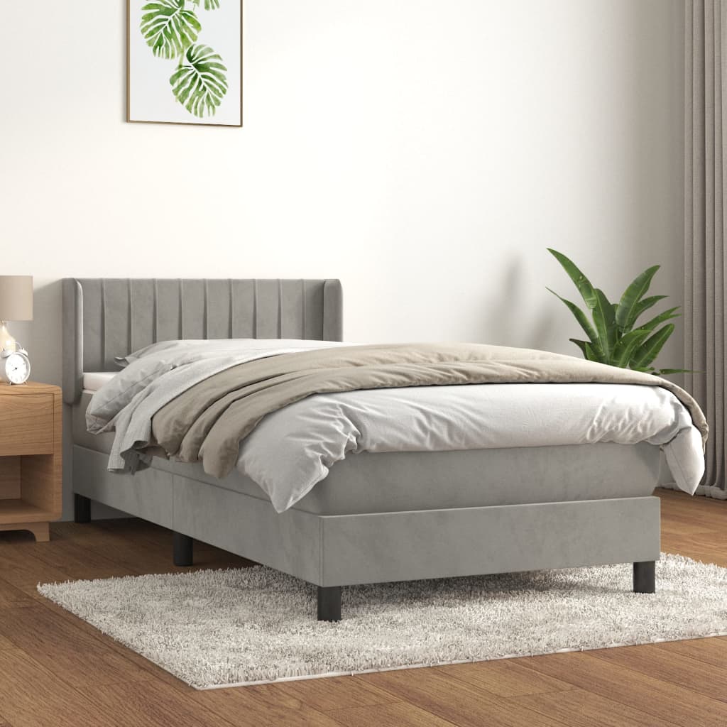 vidaXL Boxspring met matras fluweel donkergrijs 90x200 cm