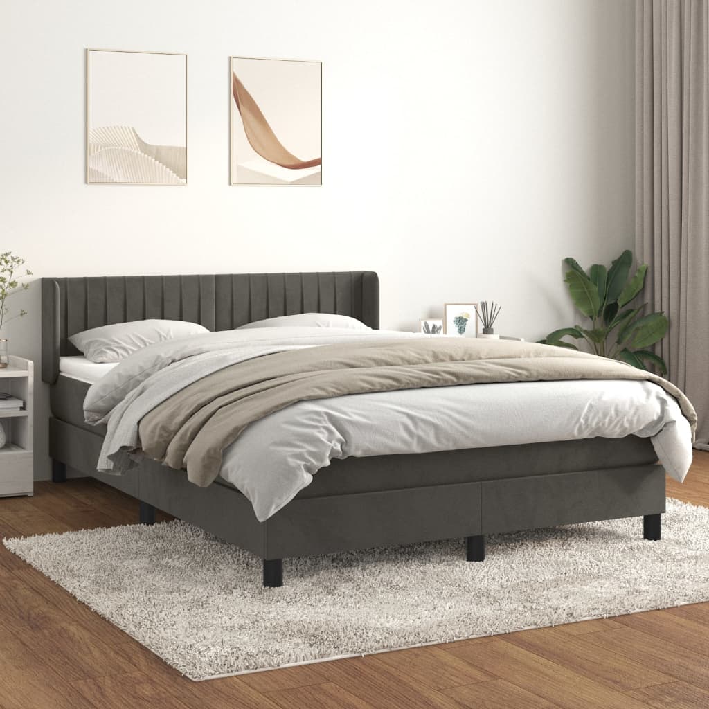 vidaXL Boxspring met matras fluweel donkergrijs 90x200 cm