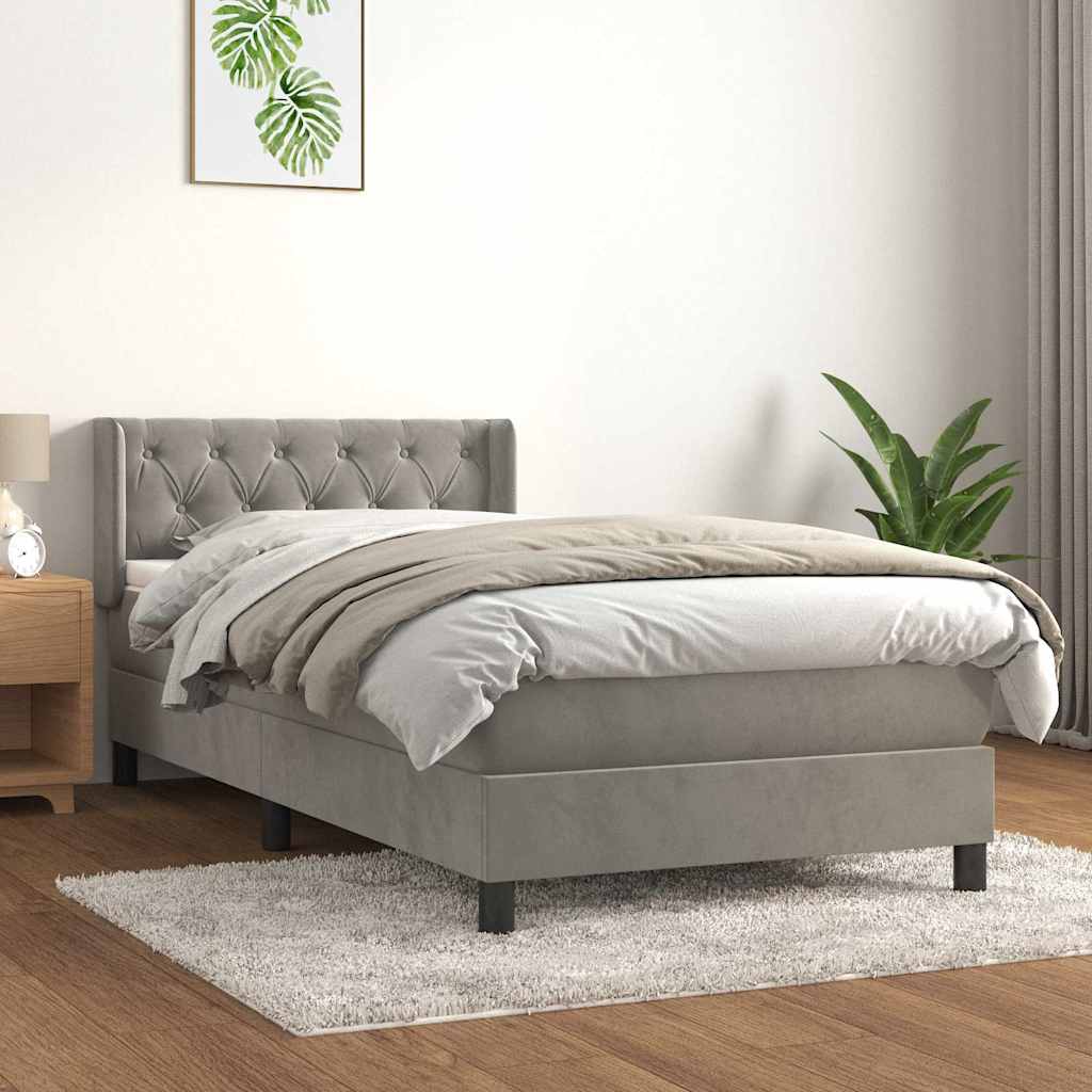 vidaXL Boxspring met matras fluweel donkergrijs 90x200 cm
