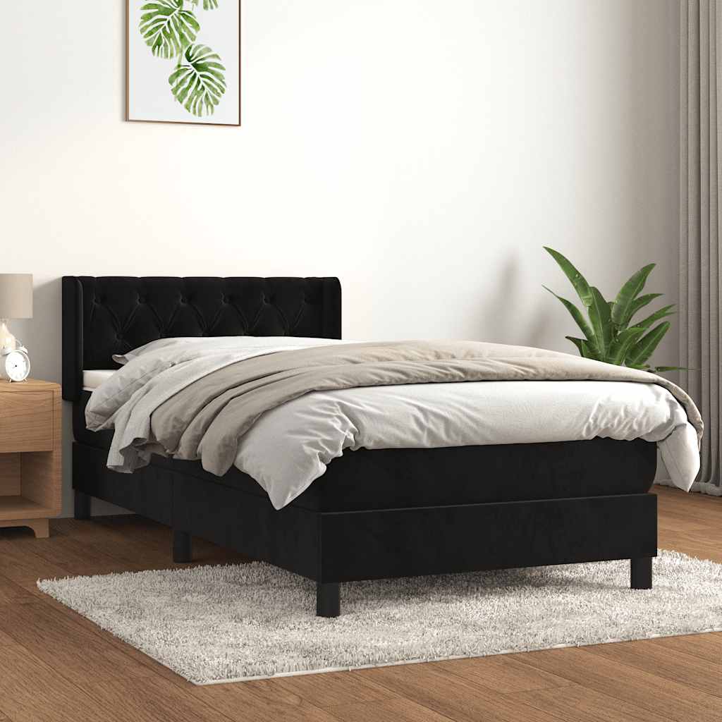 vidaXL Boxspring met matras fluweel donkergrijs 90x200 cm