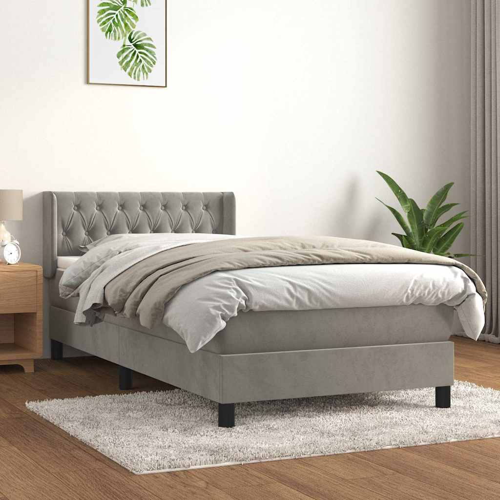 vidaXL Boxspring met matras fluweel donkergrijs 90x200 cm