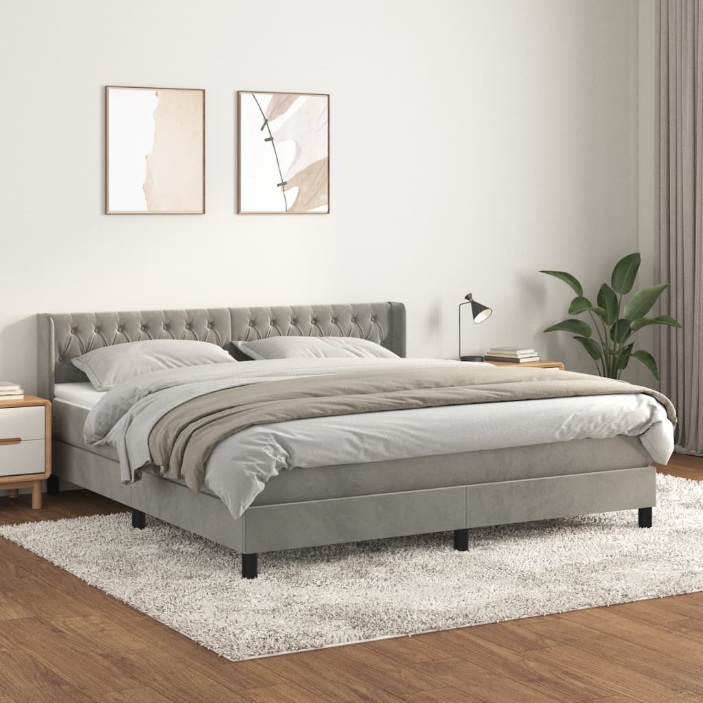 vidaXL Boxspring met matras fluweel donkergrijs 90x200 cm