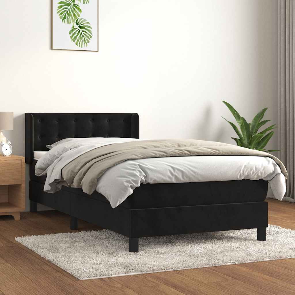 vidaXL Boxspring met matras fluweel donkergrijs 90x200 cm