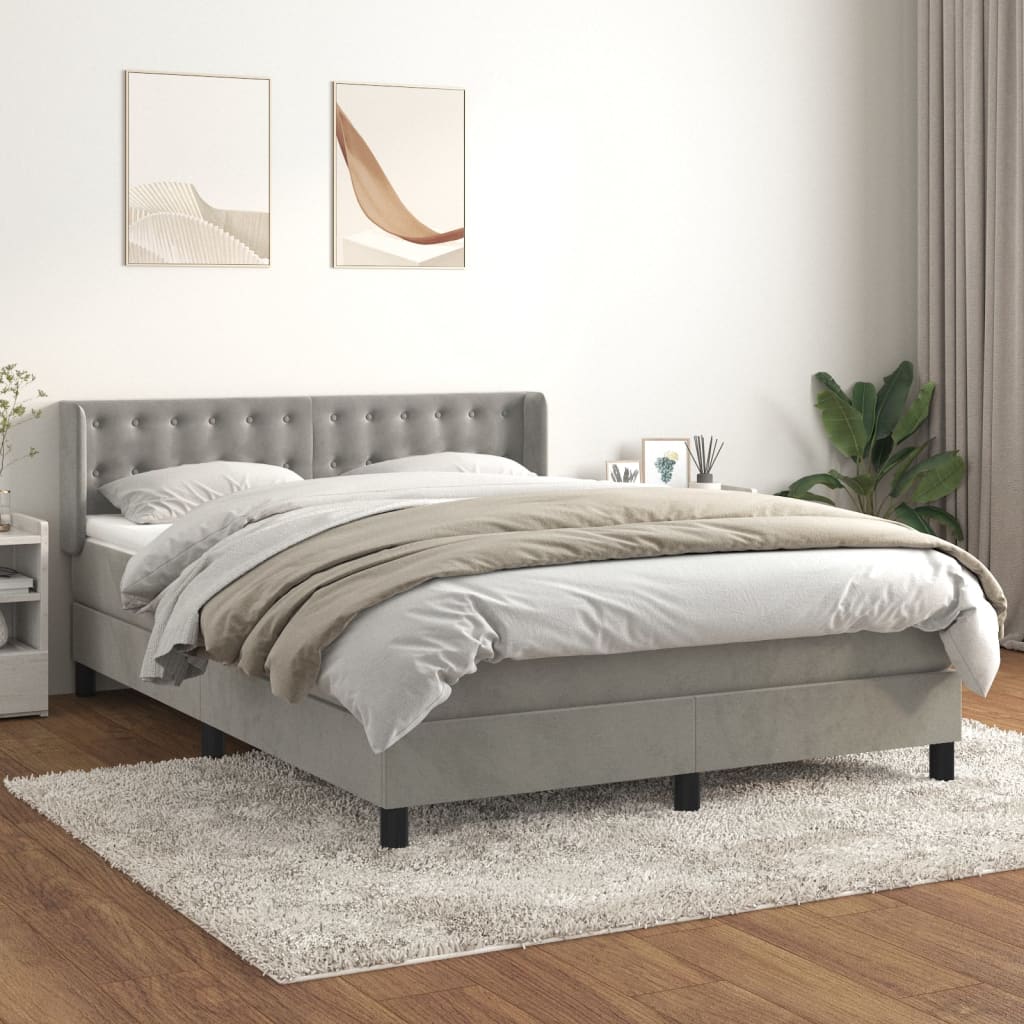 vidaXL Boxspring met matras fluweel donkergrijs 90x200 cm