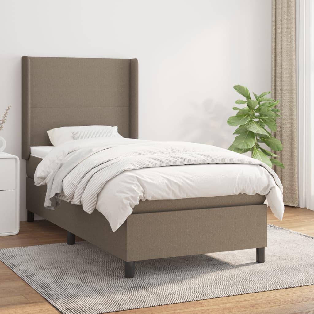 vidaXL Boxspring met matras stof lichtgrijs 200x200 cm