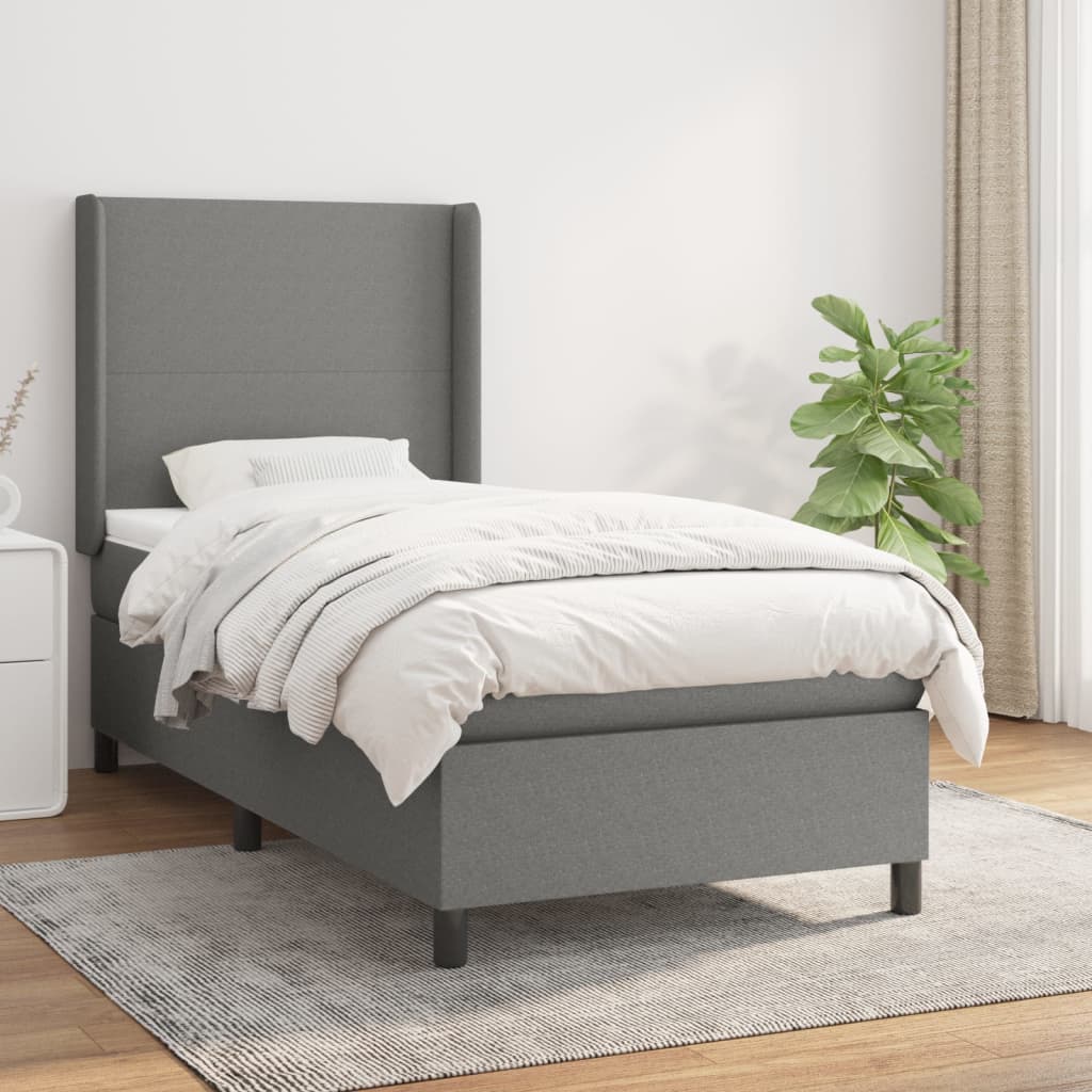 vidaXL Boxspring met matras stof lichtgrijs 200x200 cm