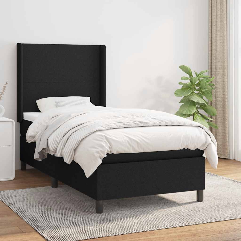 vidaXL Boxspring met matras stof lichtgrijs 200x200 cm